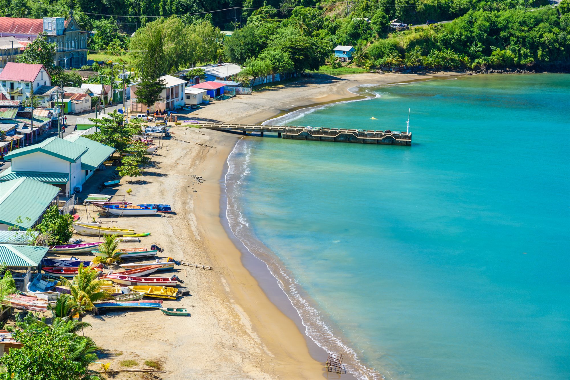 Turquoise Caribbean bay and beach